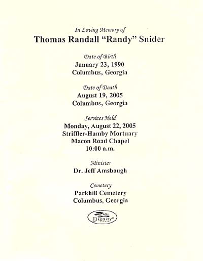 Randy Snider Services, August 22, 2005