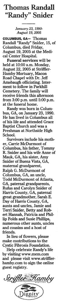 Randy Snider Obituary